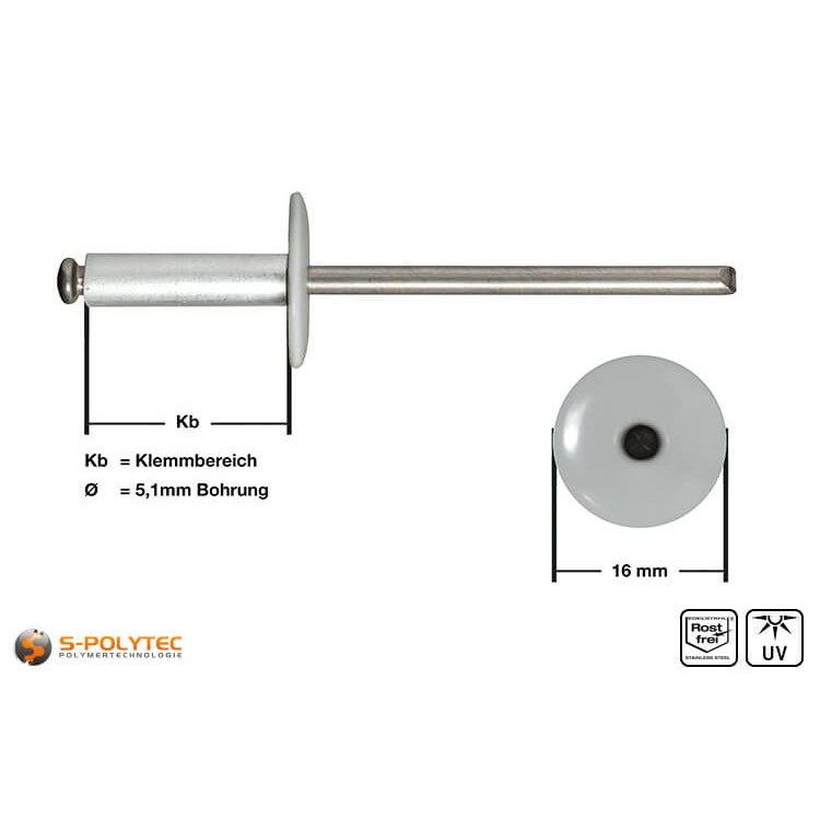 Facade rivets light grey (RAL 7035)