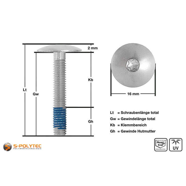 View of  measurements of our balcony screw with unpainted screw head