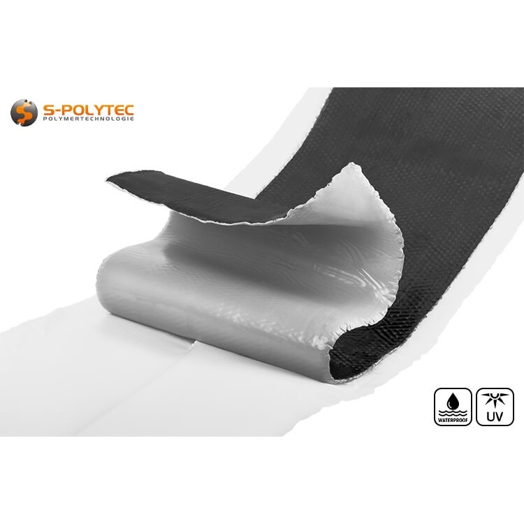 Black EPDM sealing tape with self-adhesive backing as a lead substitute and environmentally friendly alternative for building waterproofing