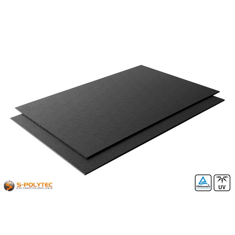 Black ASA/ABS (similar to RAL9005, jet black) as standard panel 2000mmx1000mm of 2mm and 4mm thickness