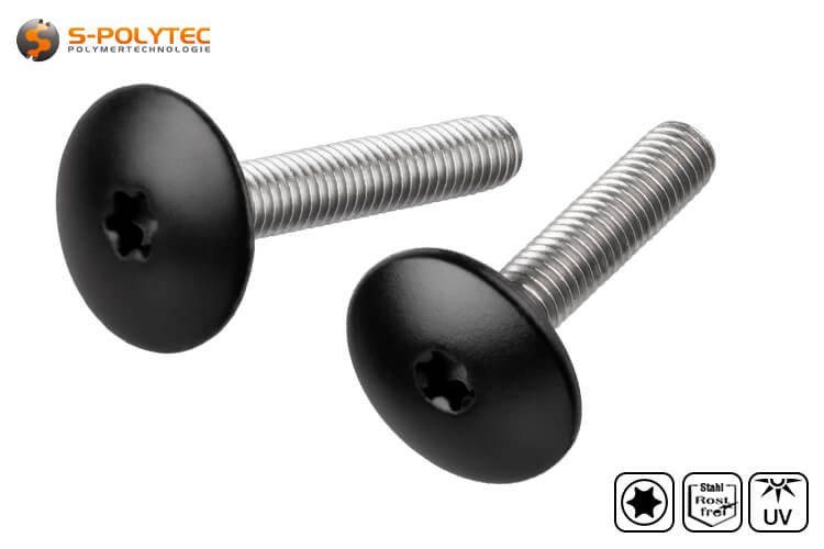 M5 Balcony Bolt made of stainless steel for cap nuts or threaded sleeves with head painting in deep black (RAL9005)