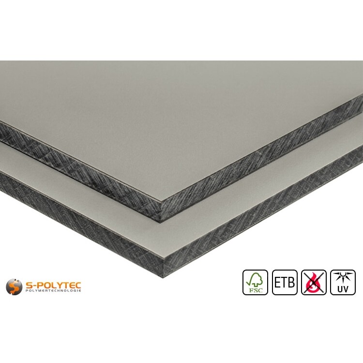 HPL panel RAL 7037 in custom cut (low flammability, ETB-admission)