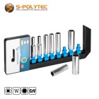 High-quality hexagon socket set with 8 sockets made of chrome vanadium steel in 50mm long version.