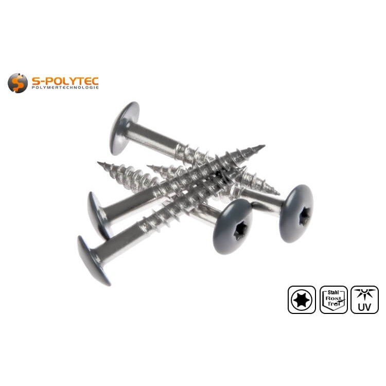 Facade screws according to DIN EN 14592 for Trespa® Meteon® FR HPL panels in Steel Grey (A21.7.0) with Satin Finish	