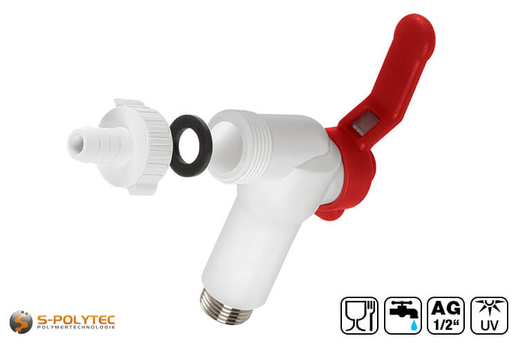 The Aqua-Plus PP-R ball valve in white with lever and male thread in 1/2 inch