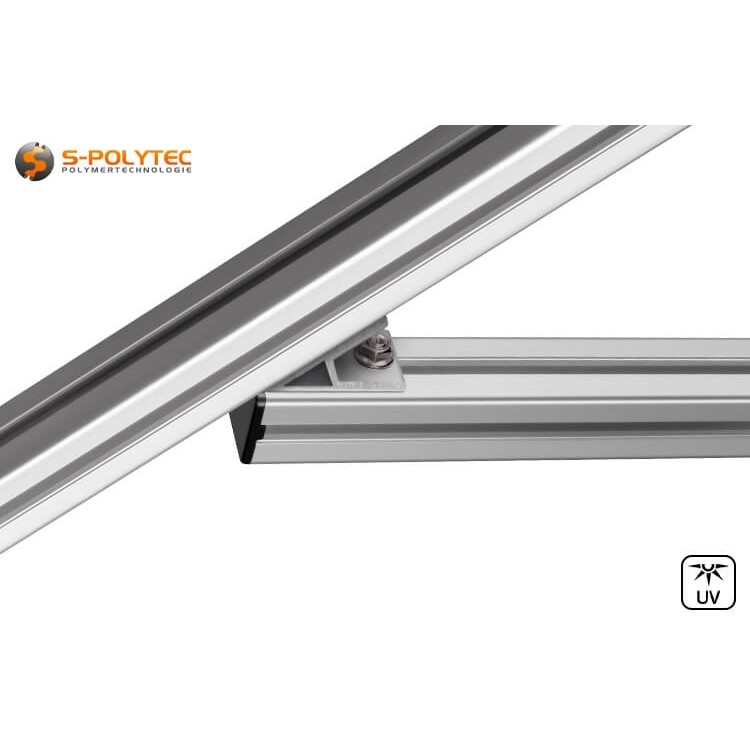 The aluminium brackets can be used to securely connect construction profiles at a 45-degree angle, withstanding heavy loads