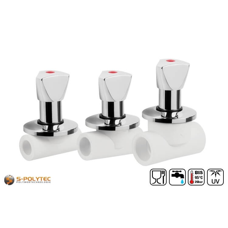 We offer the weatherproof shut-off valves in the sizes DN20, DN25 and DN32 with valve thread in 1/2 or 1 inch