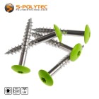 Facade screws according to DIN EN 14952 for Trespa® Meteon® FR HPL panels in Lime Green (A37.0.8) with Satin Finish