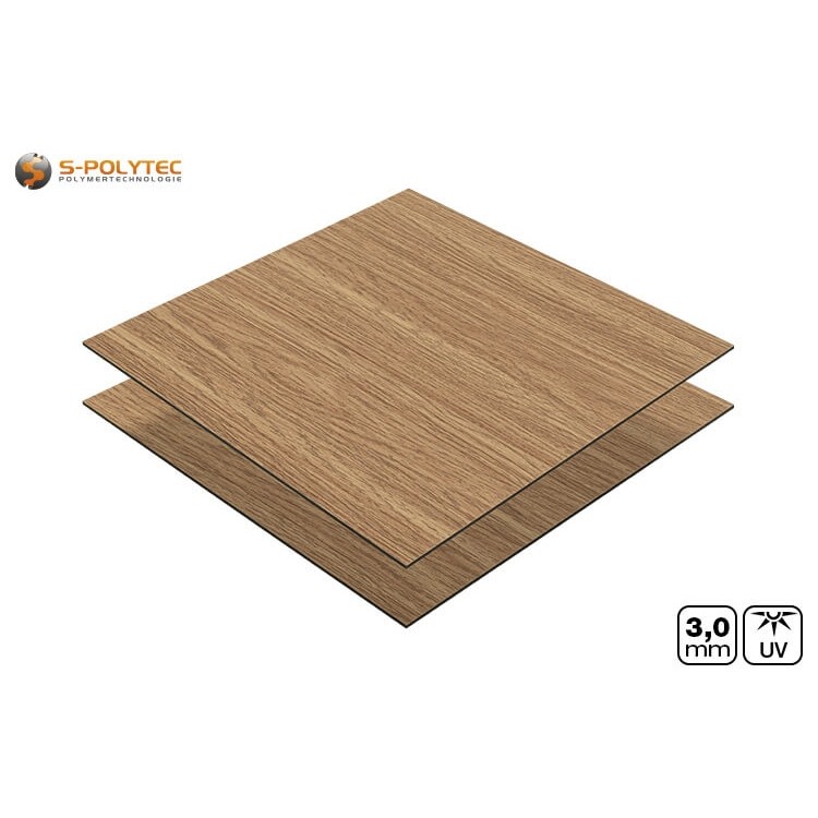 Aluminium composite panel in oak classic wood effect in 3mm thickness cut to size