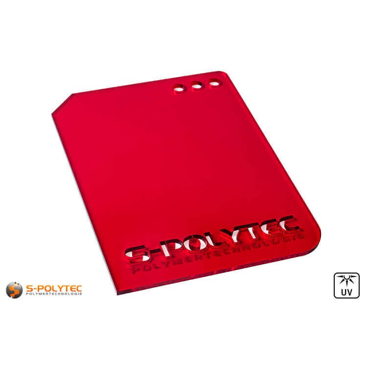Acrylic glass red transparent in lasercut