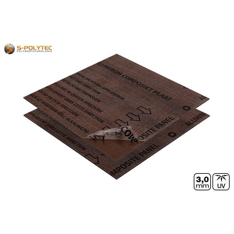 The surface of the aluminium sandwich panels in rust effect is provided with protective film