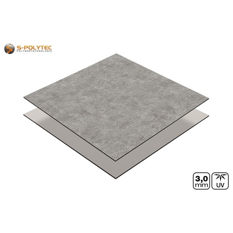 Aluminium composite panel 3mm cut to size with one-sided decor in concrete effect