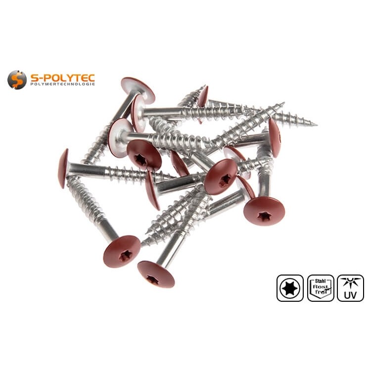 The Wine Red screws in A4 stainless steel for HPL