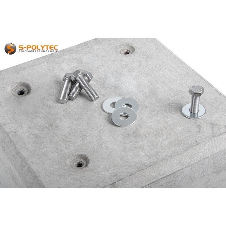 The threaded sleeves match the base plate of the support posts of our patio roofs