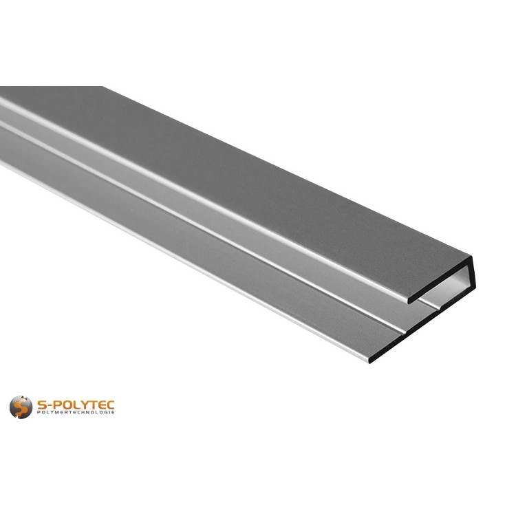 We offer the silver U-profiles made of anodised aluminium for edge trim either in 2000mm length, 1000mm length or cut to size