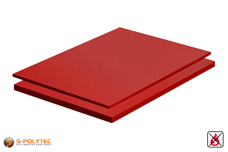 PVC sheets red hard-PVC (PVCU) from 2mm to 10mm thickness as standard-size-sheet 2x1m