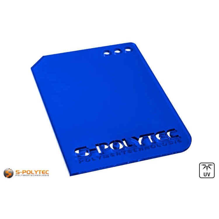 Acrylic glass dark blue transparent in lasercut