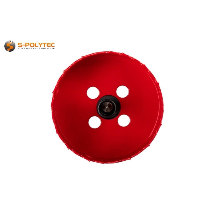 The 6mm centre drill can be replaced very easily in favour of the sustainability of the hole saw