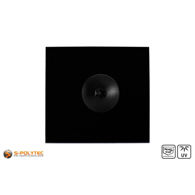 Balcony screw black mounted on hpl sheet in black