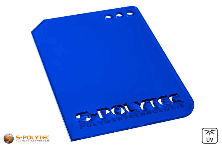 Acrylic glass blue transparent in lasercut