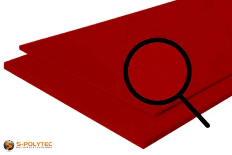 Polyethylene (PE) sheets red (nearly RAL 3001) both side grained 19mm