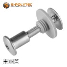 Balcony screw set with threaded sleeve in stainless steel (unpainted) is available from M5x20mm to M5x50mm