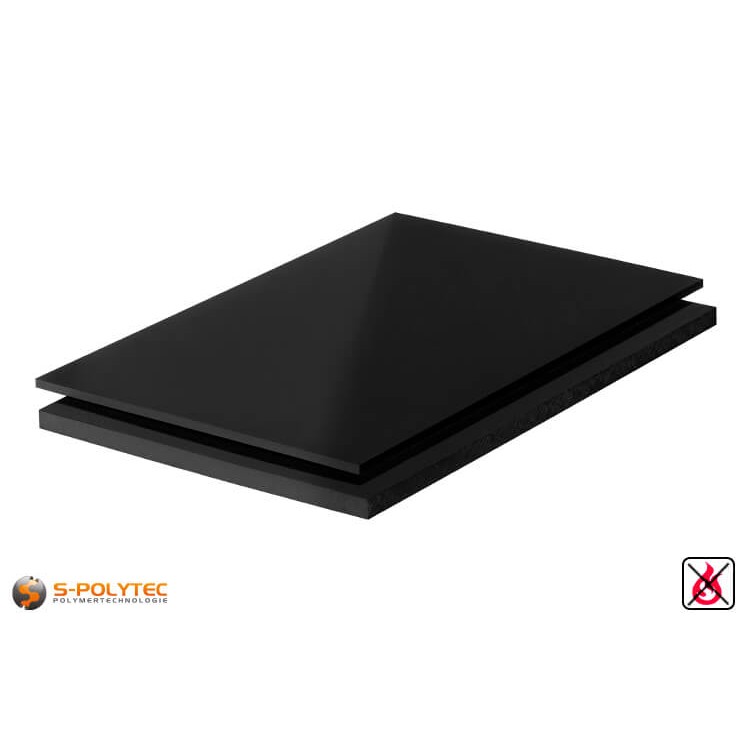 PVC sheets black hard-PVC (PVCU) from 1mm to 40mm thickness as standard-size-sheet 2x1m