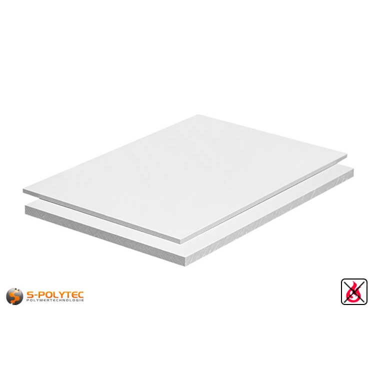 PVC sheets white hard-PVC (PVCU) from 1mm to 20mm thickness as standard-size-sheet 2x1m