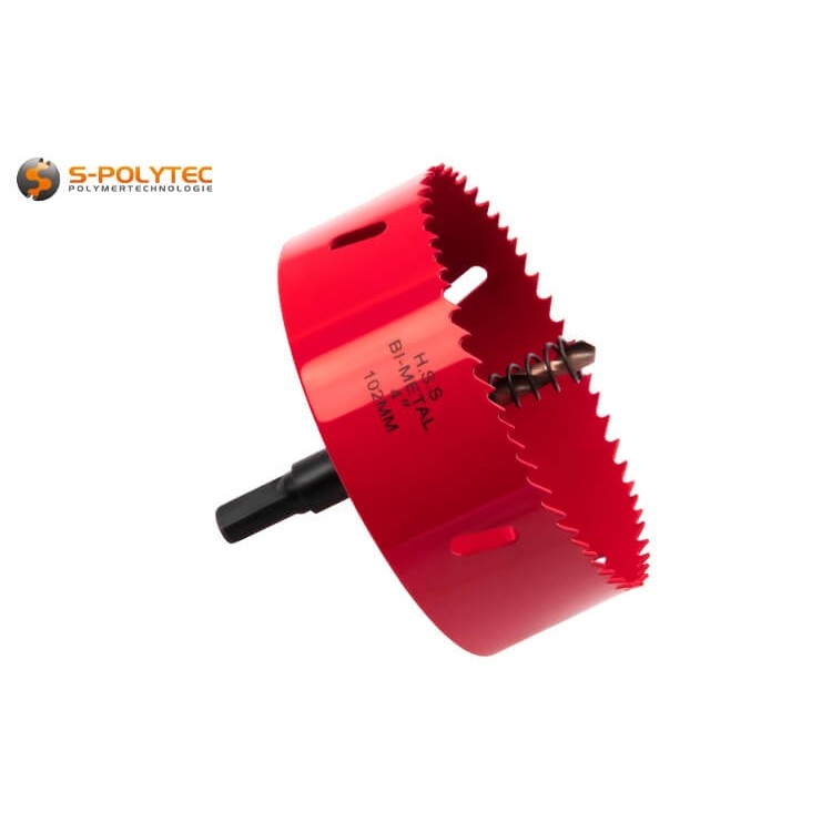 Thanks to its cobalt-alloyed HSS bi-metal, our 102mm hole saw is also suitable for light metal