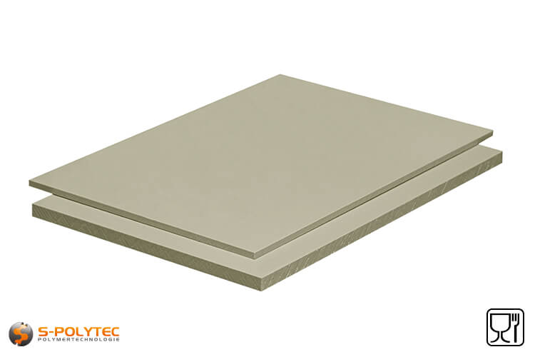 Polypropylene sheets (PP-H) gray (nearly RAL7032) in custom cut from 3mm to 15mm thickness