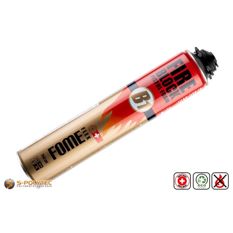 FOME FLEX Fire Block 1K-PU fire protection foam is a fire resistant construction foam in the 750ml pistol foam can.