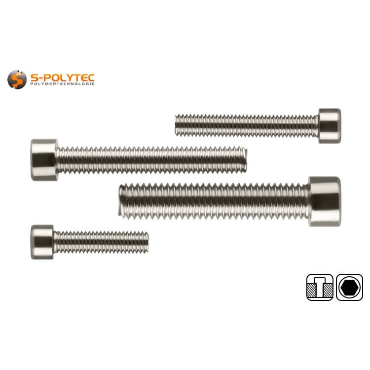 The threaded screws with cylinder head are available in different thread diameters and thread lengths