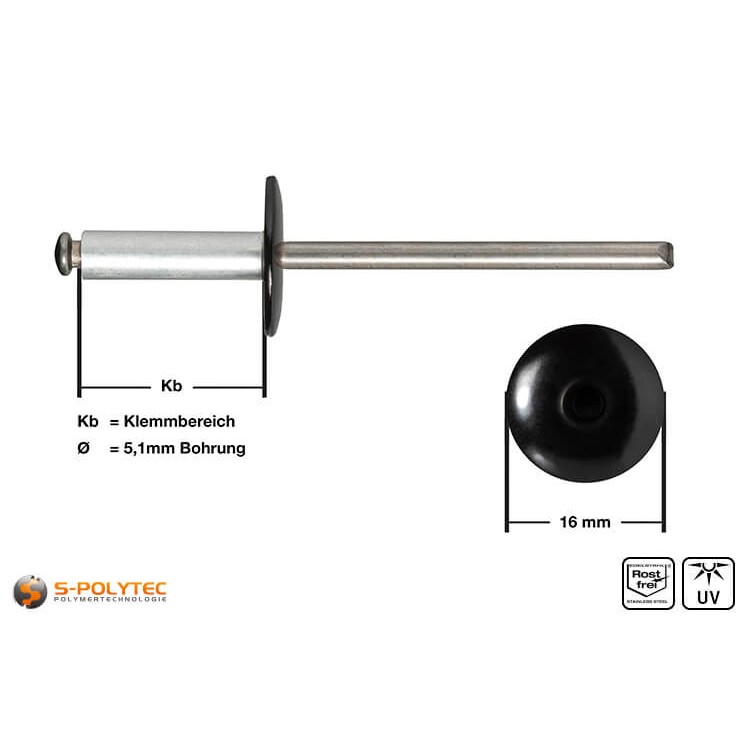 Facade rivets black (RAL 9005)