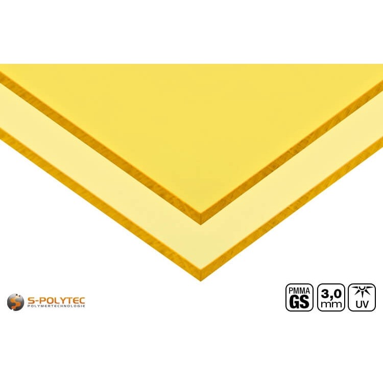 Cut edge of coloured acrylic glass (example image acrylic glass yellow)