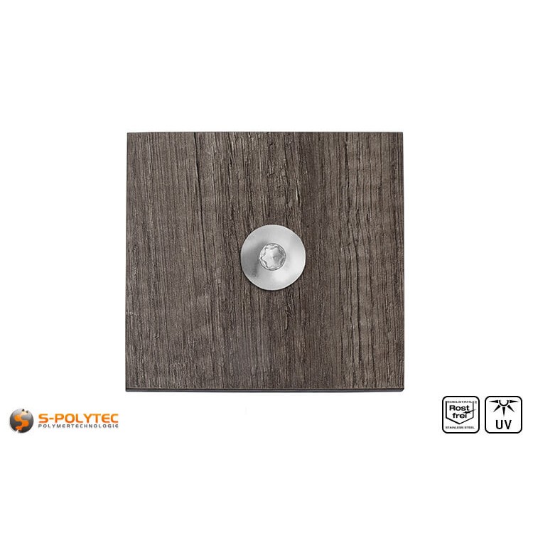 HPL screw on a hpl sheet with wood decor