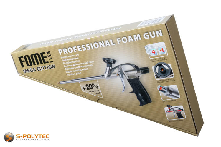 The foam gun Mega Edition by FOME FLEX is suitable for all 1K-PU-foams and 2K-PU-foams