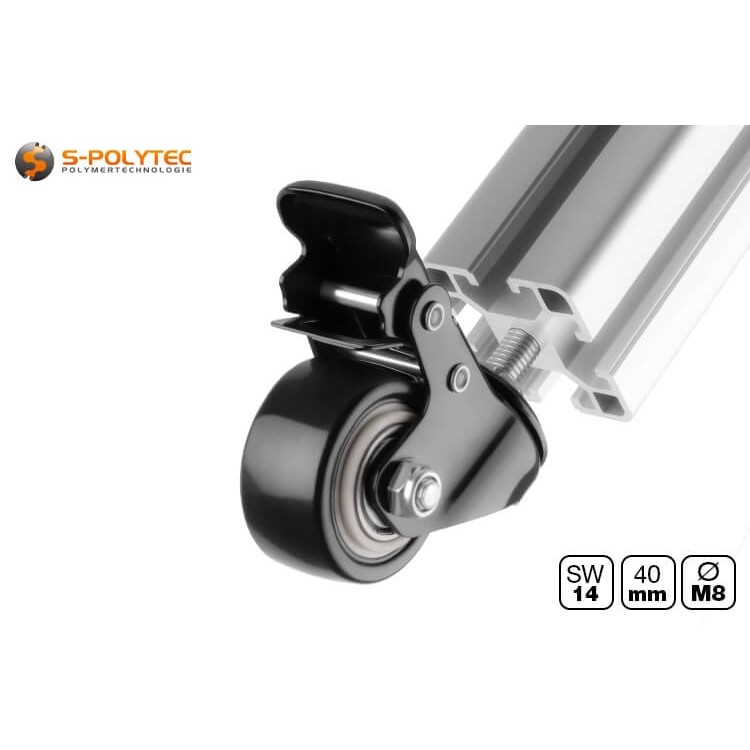 The 8mm thread makes the castor suitable for our 30x30mm or 40x40mm construction profiles