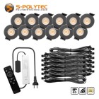 S-Polylight outdoor LED recessed spotlights in a complete set with 4, 6, 8, 10 or 12 spots in anthracite grey (RAL 7016)