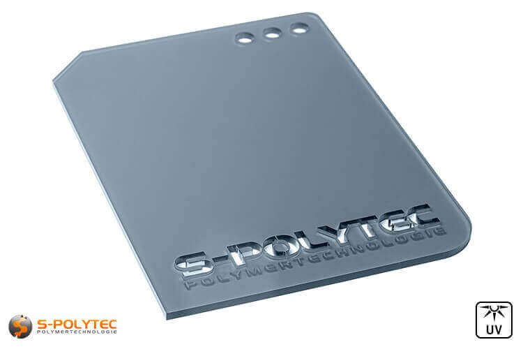 Acrylic sheets grey tintet in lasercut