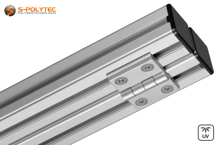 We recommend using T-slot nuts and countersunk screws for mounting on aluminium construction profiles