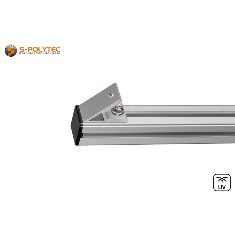 The 45° angle profile connectors for construction profiles are available in three different sizes