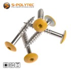 Facade screws according to DIN EN 14592 for Trespa® Meteon® FR HPL panels in Gold Yellow (A04.1.7) with Satin Finish	