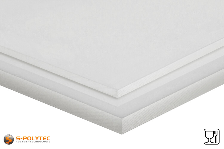 Polyethylene sheets (PE-UHMW, PE-1000) natural from 8mm to 100mm thickness as standard size sheets 2.0 x 1.0 meters - detailed view