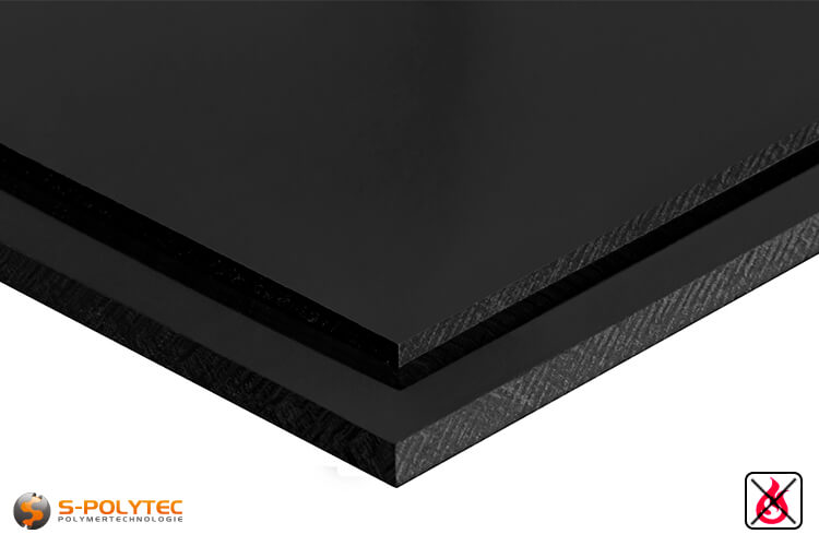 PVC sheets black hard-PVC (PVCU) from 1mm to 40mm thickness - detailes view