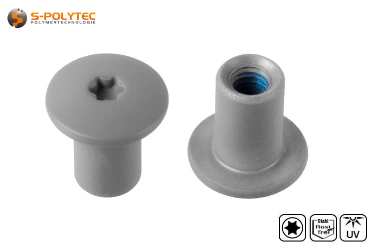 The dust grey threaded sleeve with a head diameter of 14mm has a Torx drive in size T20 (ISR20)