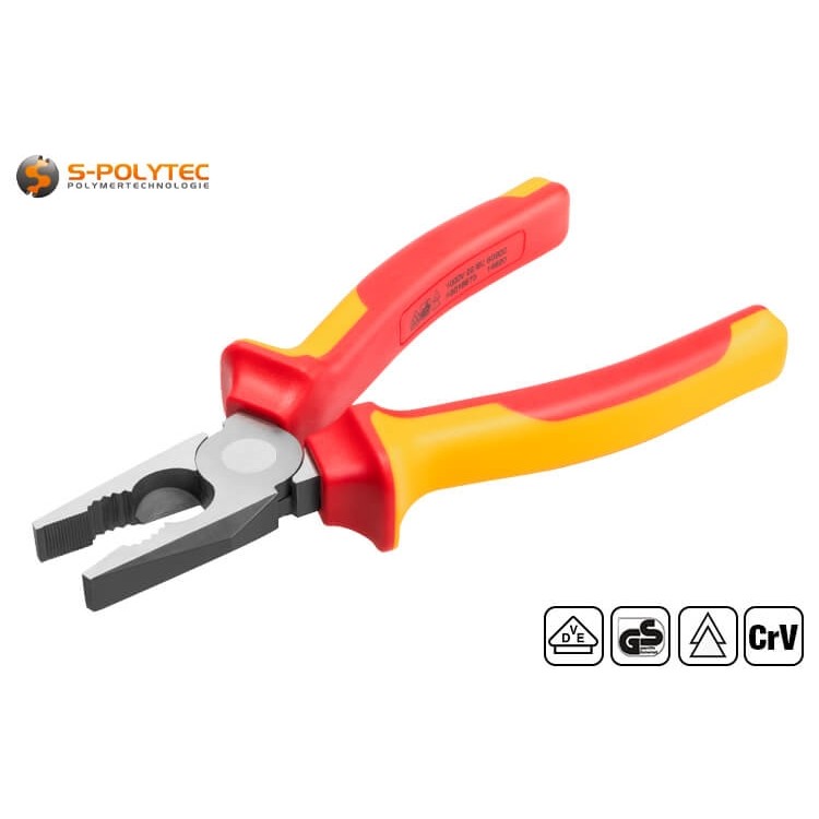 The VDE power combination pliers are insulated up to 1000V to protect against electrical hazards	