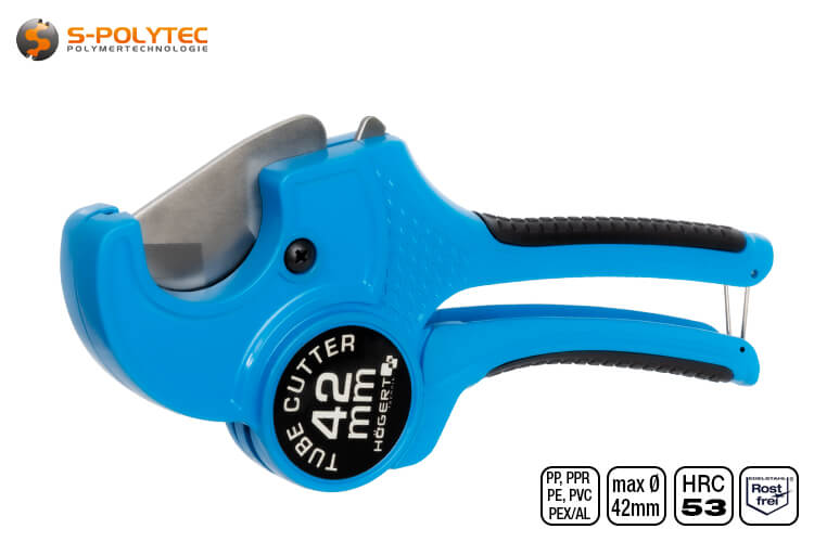 The Högert pipe cutter for plastic pipes and aluminium composite pipes is suitable for pipe diameters up to 42mm.