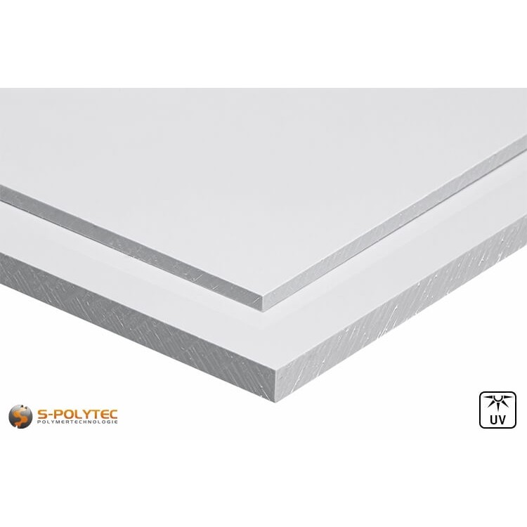 We carry the weatherproof PVC sheets made of solid core material in white in the thicknesses 1mm, 2mm, 3mm and 4mm