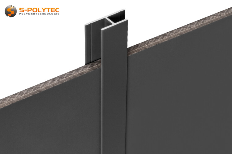 We offer the anthracite grey aluminium H-profiles optionally in 2000mm length, 1000mm length or cut to size