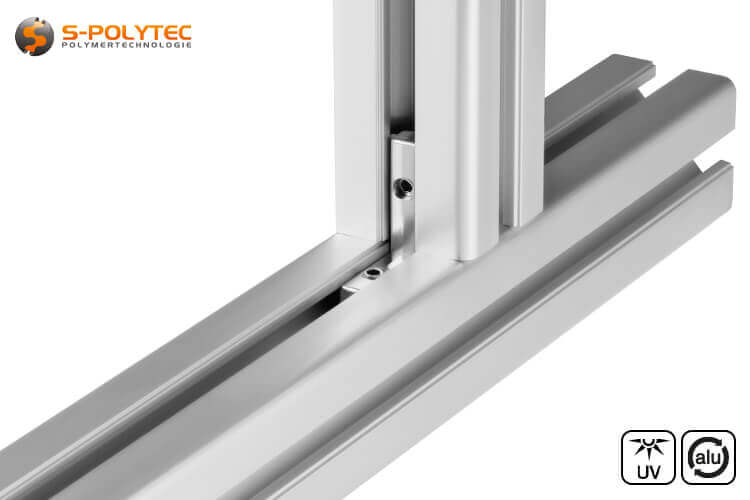 The silver construction profiles made of anodised aluminium are also suitable for outdoor areas